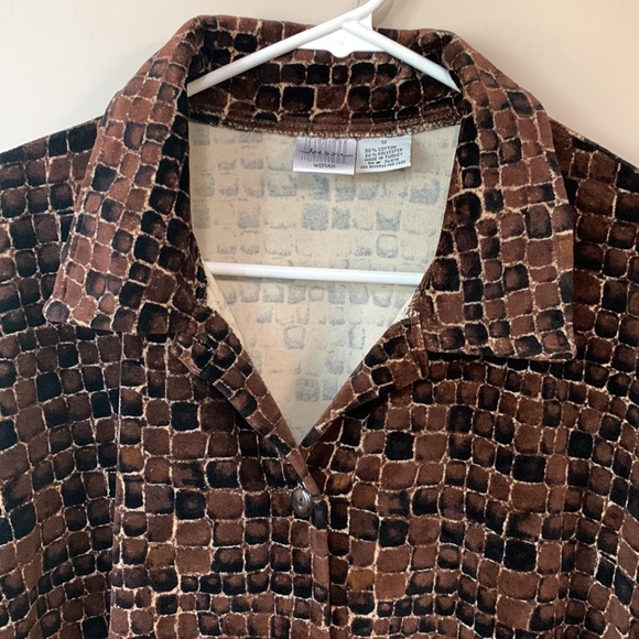 Jason Maxwell Woman’s 1X 80% Cotton Velour Button Up L/S Side Slits Shirt Jacket - Picture 2 of 10